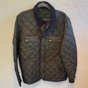 Barbour Quilted Field Jacket in Olive with Dark Corduroy Collar